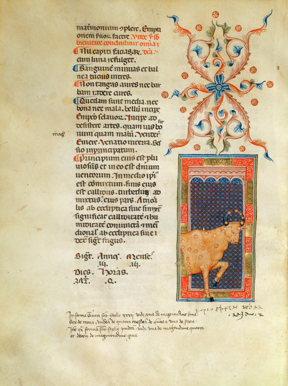 Ms Latin 7272 fol 113 Megvilágított áprilisi naptároldal alkotó: Italian School