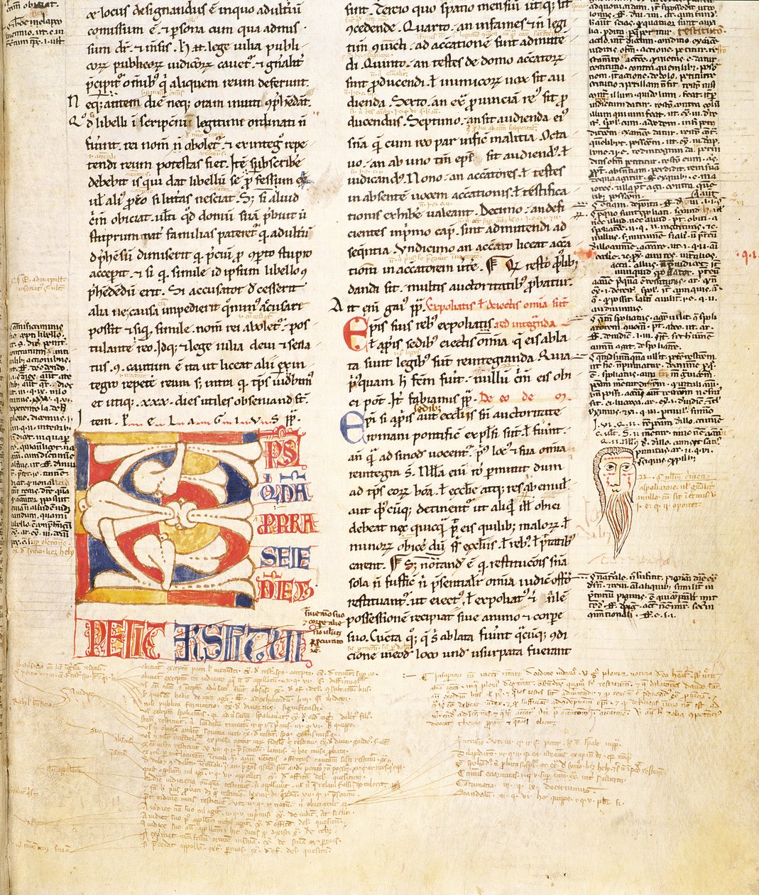 Ms. McClean 135, f.96r: részlet egy növényforma történetbe írt C kezdőbetűjéről a Gratians Decretumból, 12. század vége alkotó: Italian School