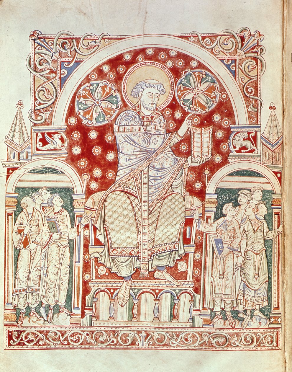 Ms. Plut.12.17 f.3v Szent Ágoston prédikál tanítványainak, a De Civitate Dei-ből, (XI-XII. század) alkotó: Italian School