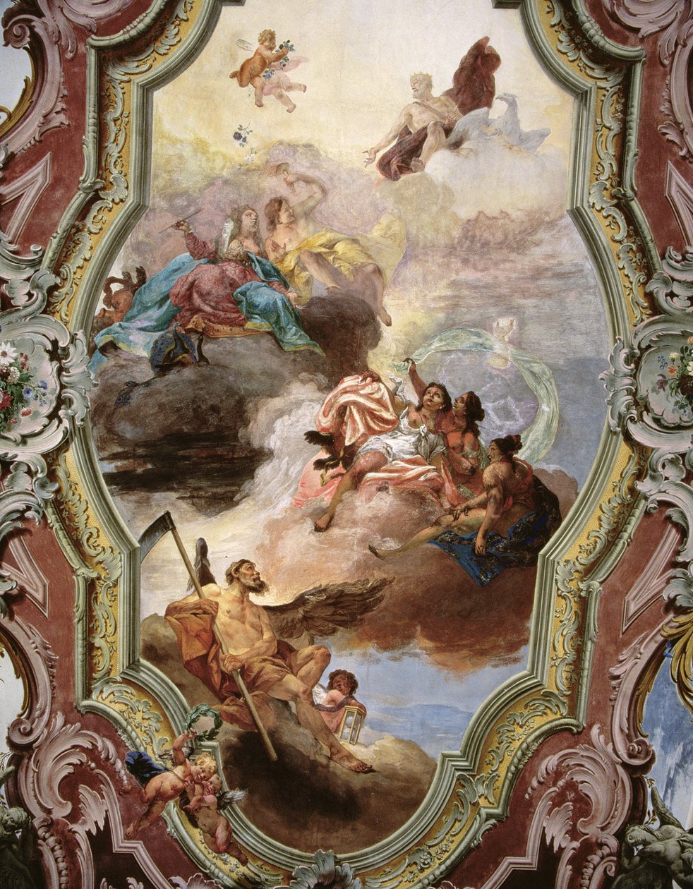 Mitológiai jelenet Jupiterrel, Junóval, a múzsákkal és az Atya idővel alkotó: Italian School