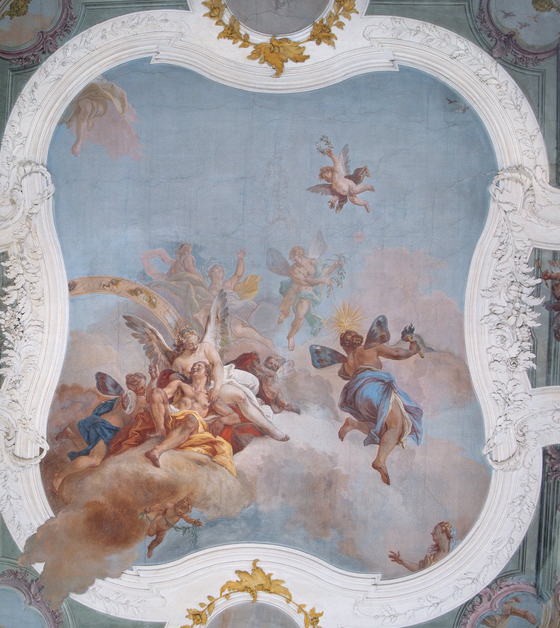 Mitológiai jelenet az állatövvel (freskó) alkotó: Italian School