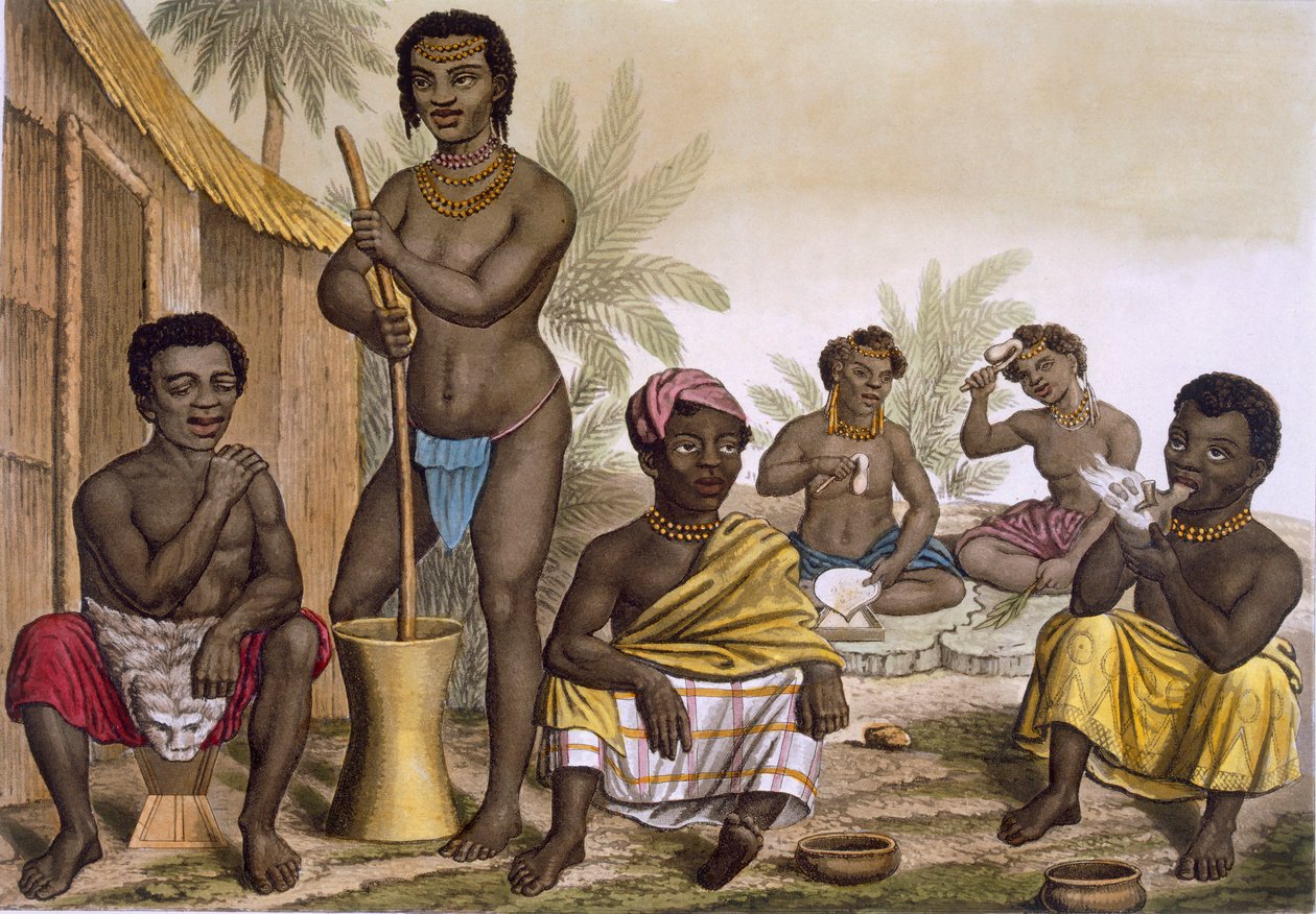 A Muchicongo törzs bennszülöttjei, Luanda közelében, Kongó, II. kötet, c1820-3 alkotó: Italian School