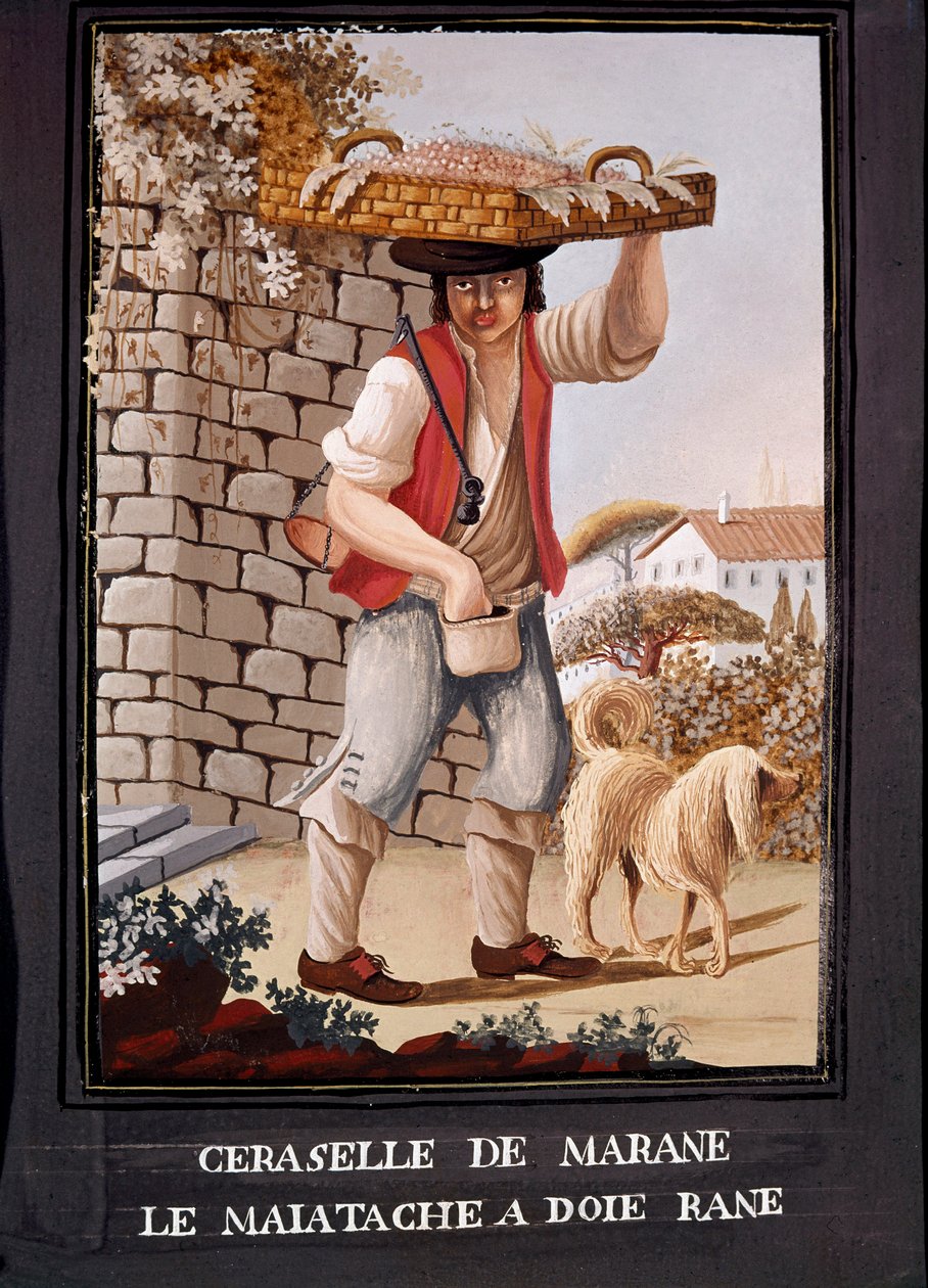 Napolitan Metiers: A marascai cseresznye eladója – Nápolyi Museo Nazionale di San Martino alkotó: Italian School