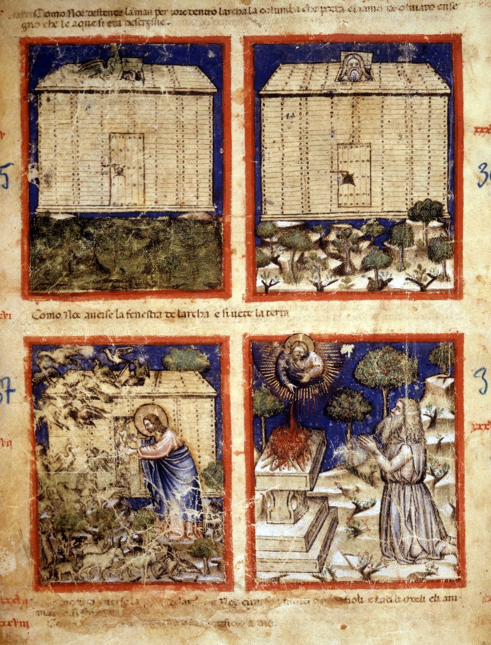 Noé bárkája, miniatűr a 212-es kódexből (vagy Padovano kódexből vagy Páduai Bibliából) 1390-1400 Rovigo, Accademia dei Concordi alkotó: Italian School