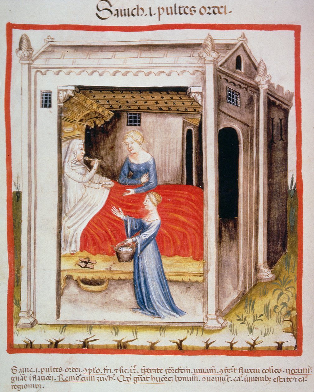 Nova 2644 fol.44v Kóstoló árpaleves, a Tacuinum Sanitatistól alkotó: Italian School