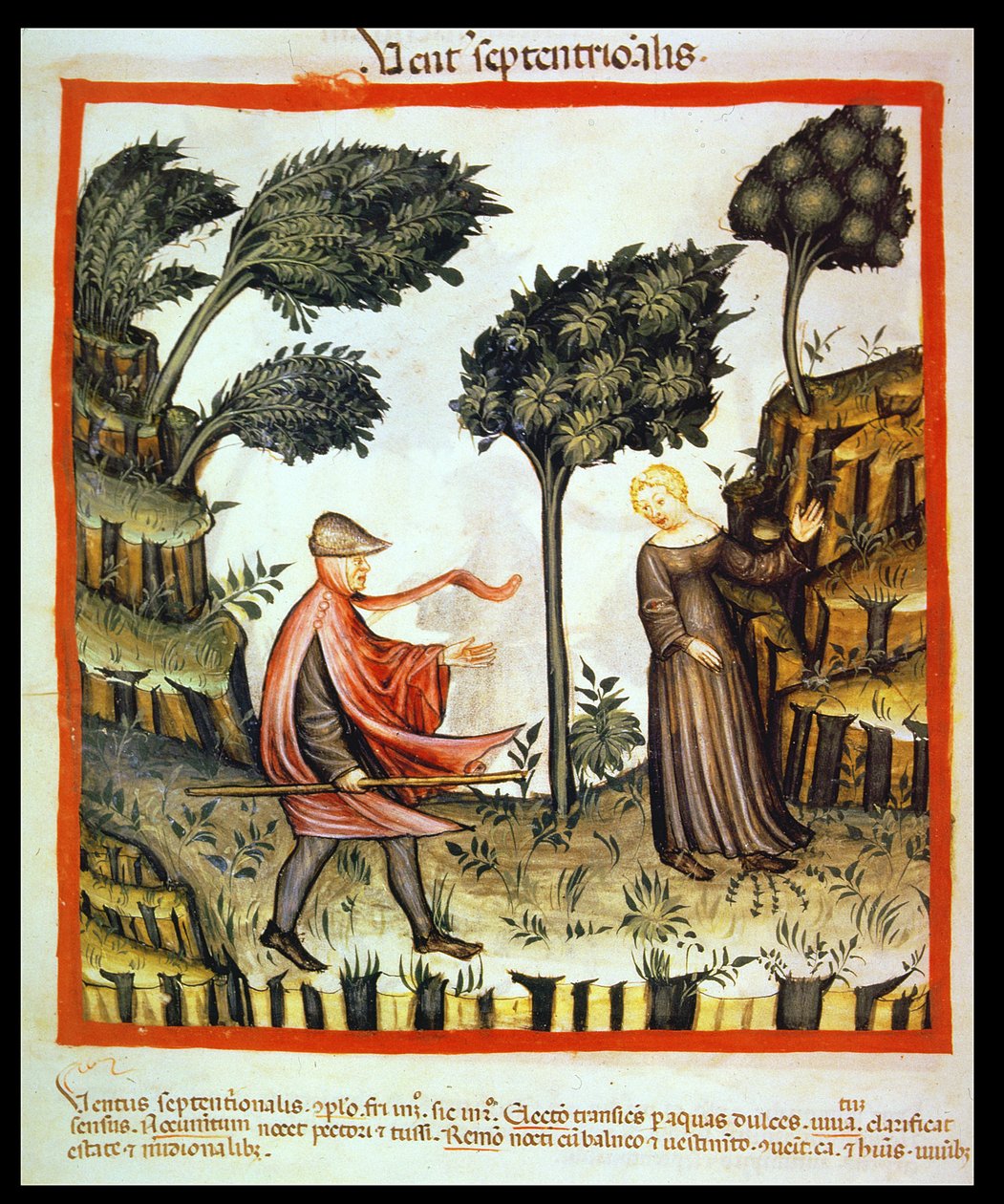 Nova 2644 fol.58v The North Wind, a Tacuinum Sanitatis cégtől alkotó: Italian School