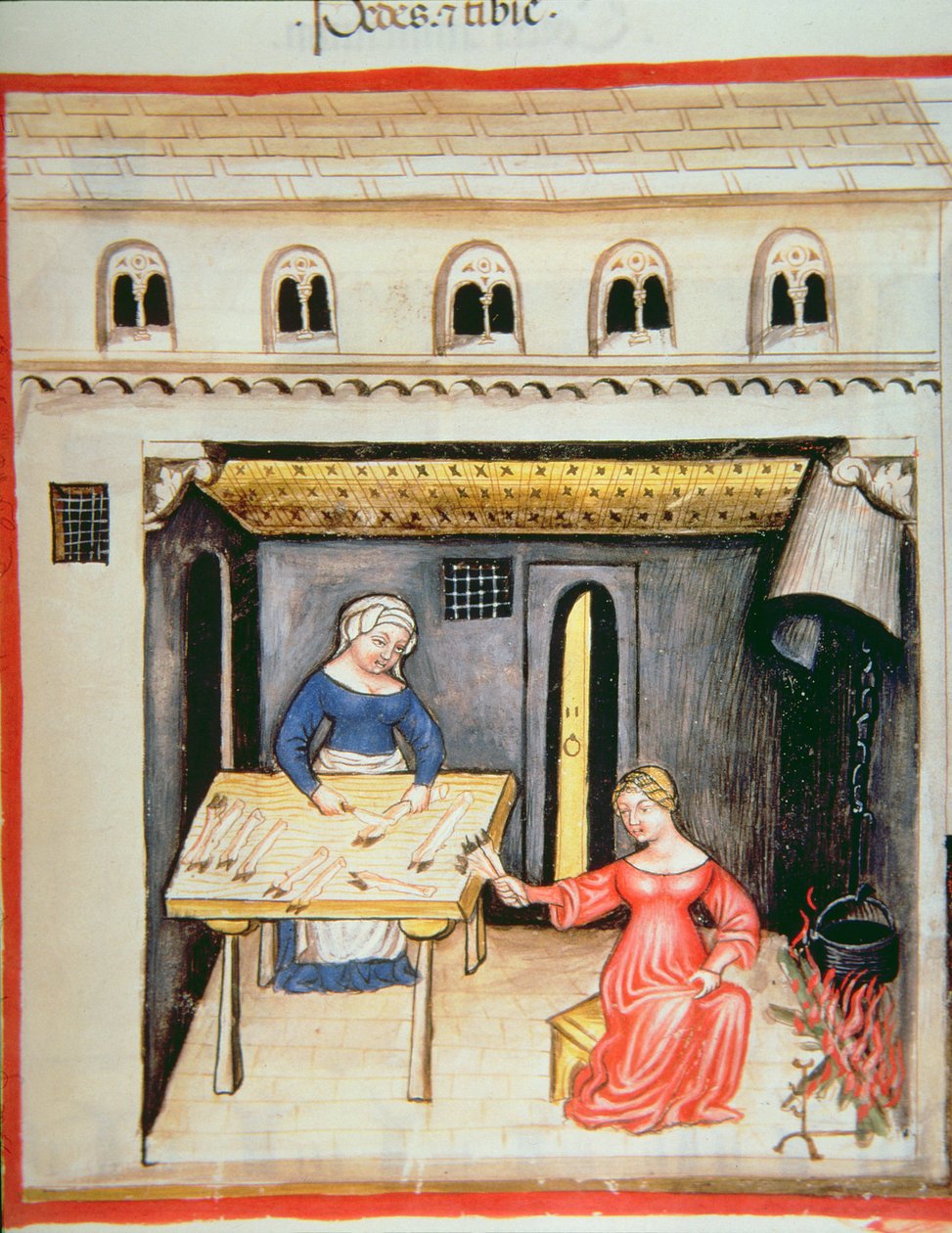 Nova 2644 fol.78r Állatok lábak és paták előkészítése, a Tacuinum Sanitatistól alkotó: Italian School