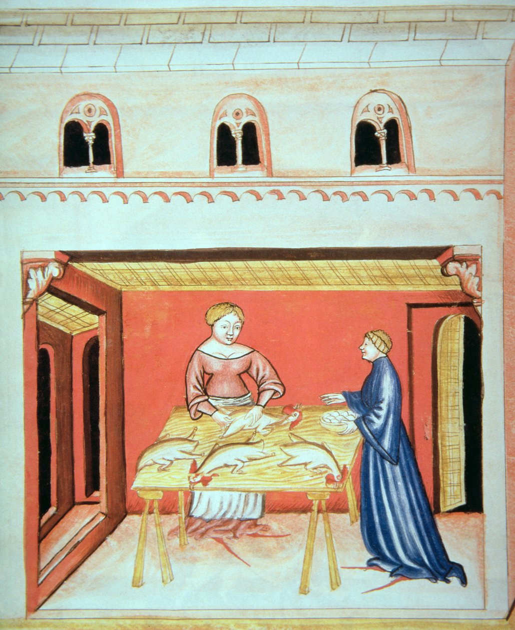 Nova 2644 fol.79v A hentesek: herék eltávolítása a Tacuinum Sanitatisből alkotó: Italian School
