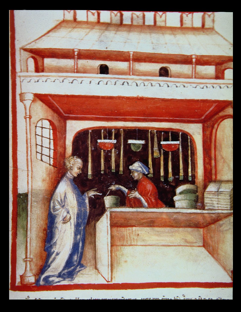 Nova 2644 fol.93v Tacuinum Sanitatis pézsma eladó alkotó: Italian School