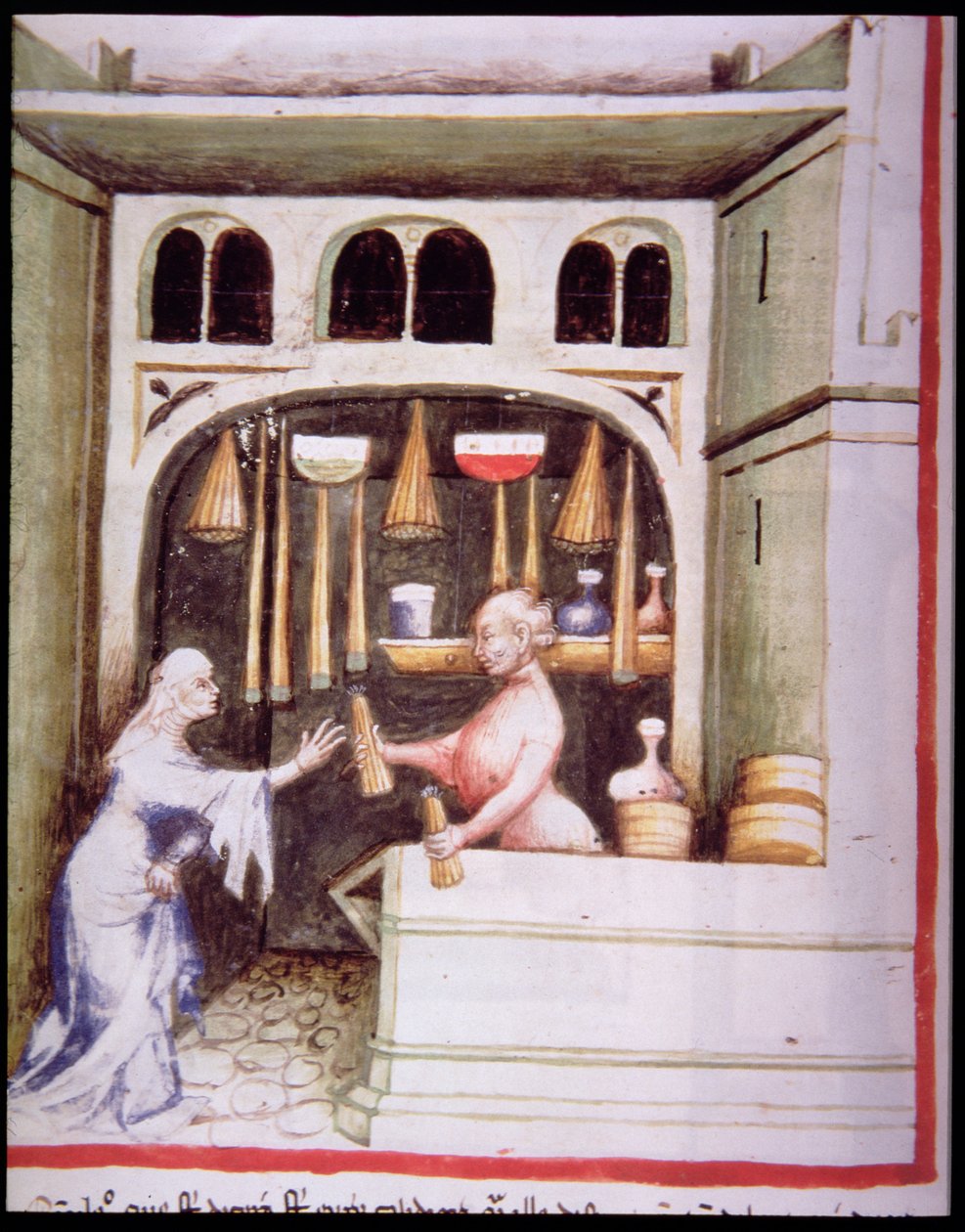 Nova 2644 fol.95v The Candle Shop, a Tacuinum Sanitatistól alkotó: Italian School