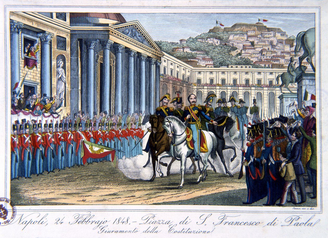 Az olasz alkotmány esküje, Piazza di San Francesco di Paola, Nápoly, 1848. február 24. alkotó: Italian School