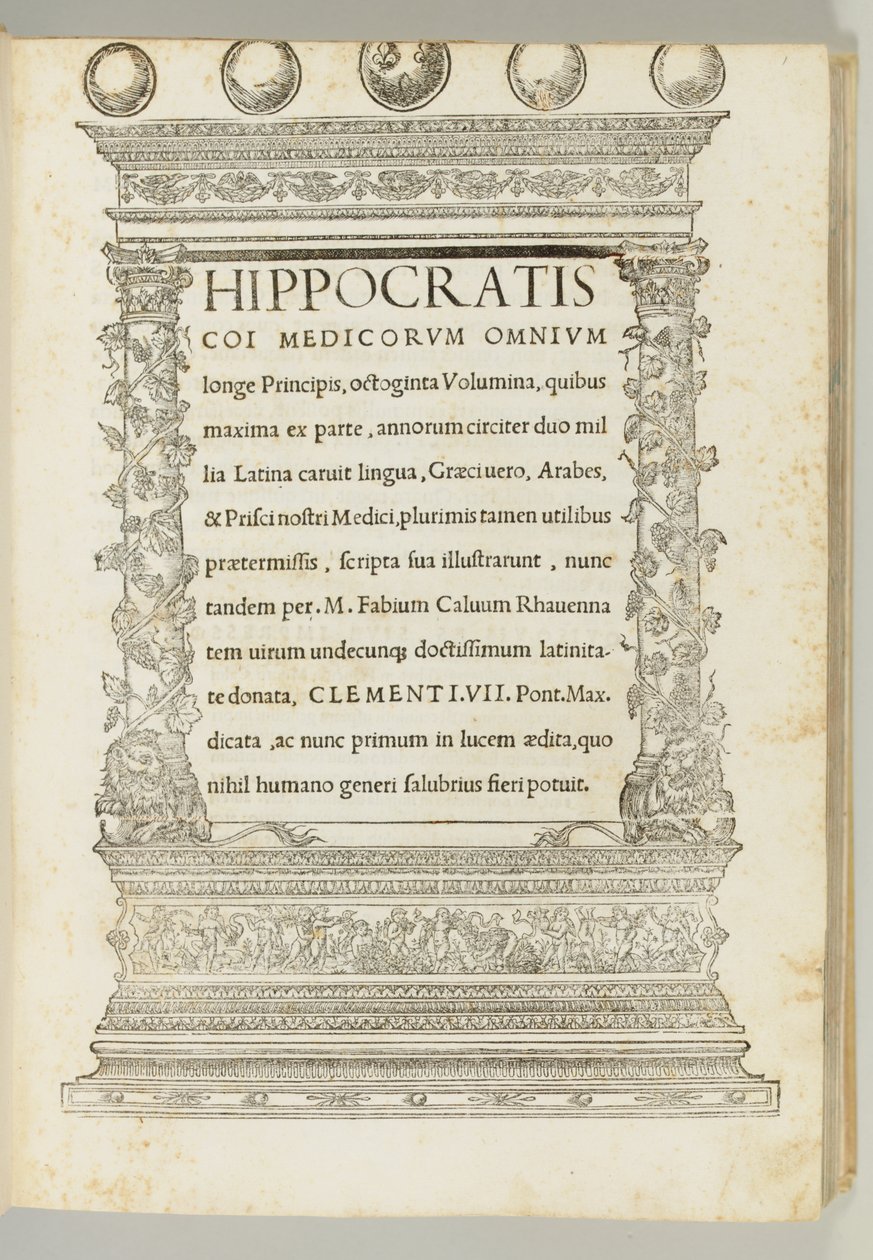 Nyolcvan kötet, a hippokratészi korpusz görögről latinra fordította Marcus Fabius Calvus (kb. 1440-1527), Róma: Franciscus Minutius Calvus alkotó: Italian School