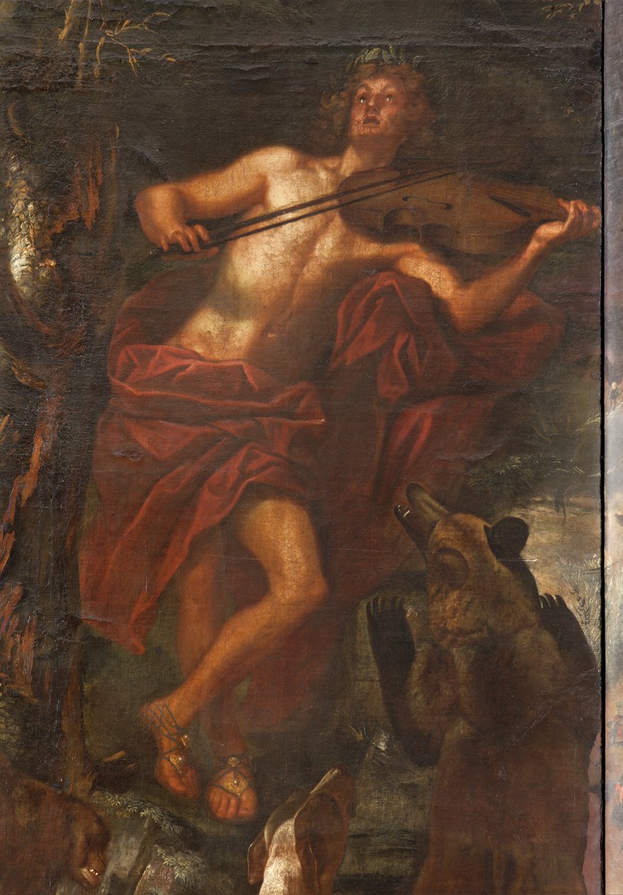 Orpheus zenével varázsolja el az állatokat, Orfeusz mítosza alkotó: Italian School
