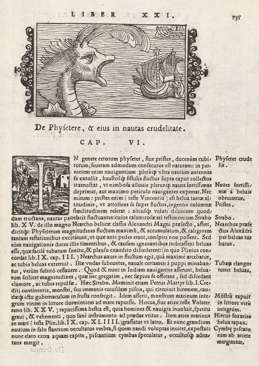 735. oldal az Észak története című könyvéből, Magnus Olaus, Róma, 1565 (nyomtatás és metszet) alkotó: Italian School