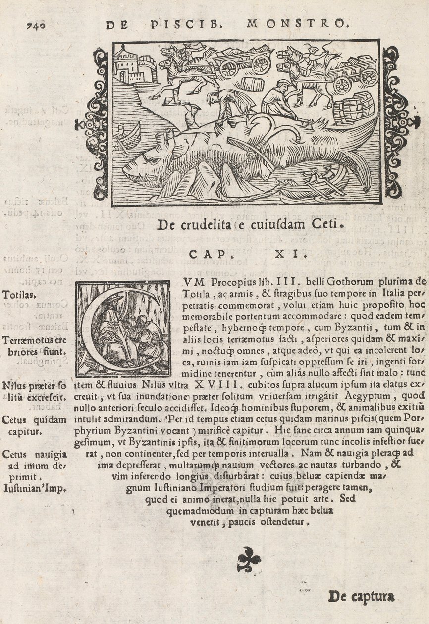 740. oldal az Észak története című művéből, Magnus Olaus, Róma, 1565 (nyomtatás és metszet) alkotó: Italian School