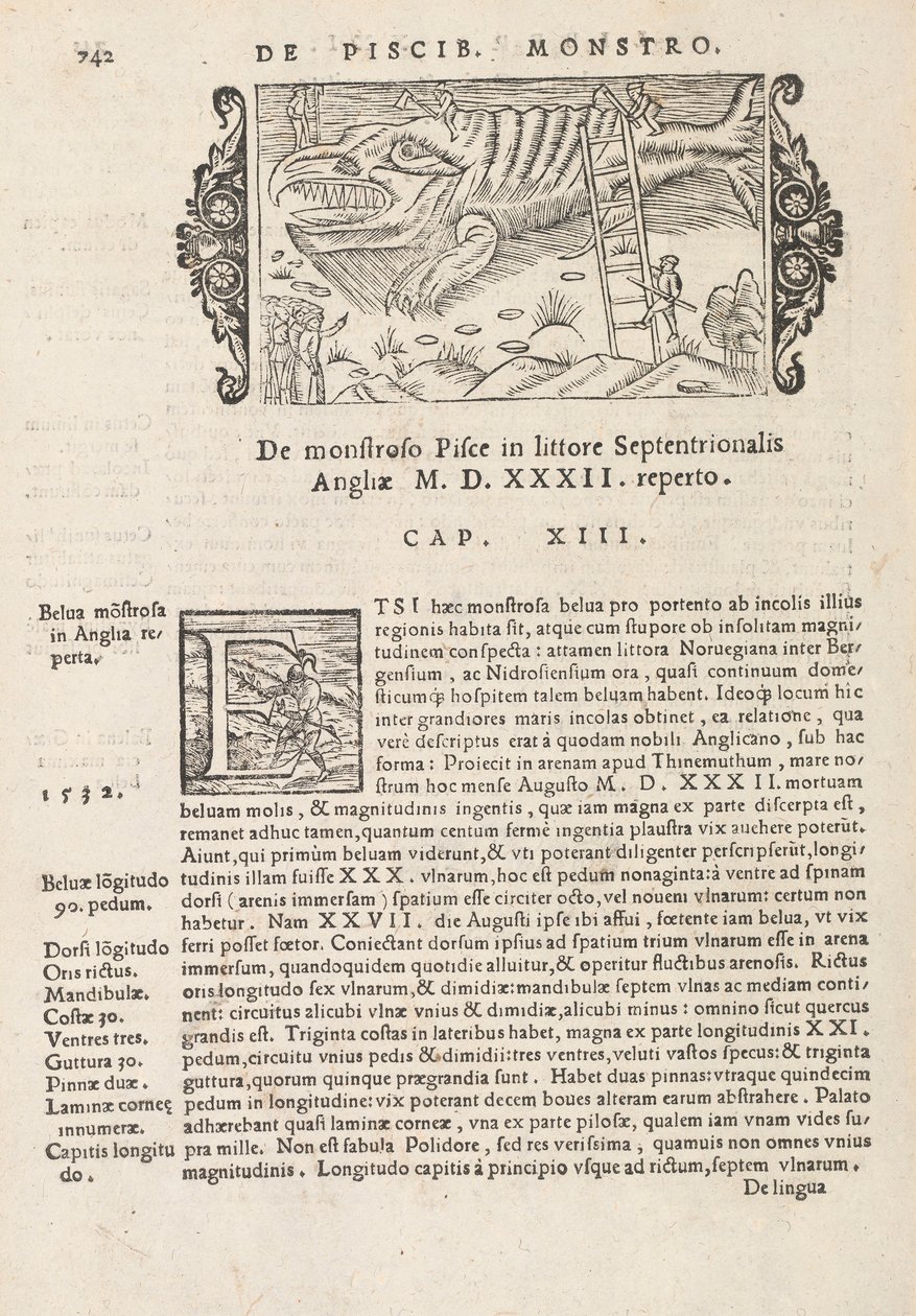 742. oldal az Északi Gentivus története című könyvéből, Magnus Olaus, Róma, 1565 (nyomtatás és metszet) alkotó: Italian School