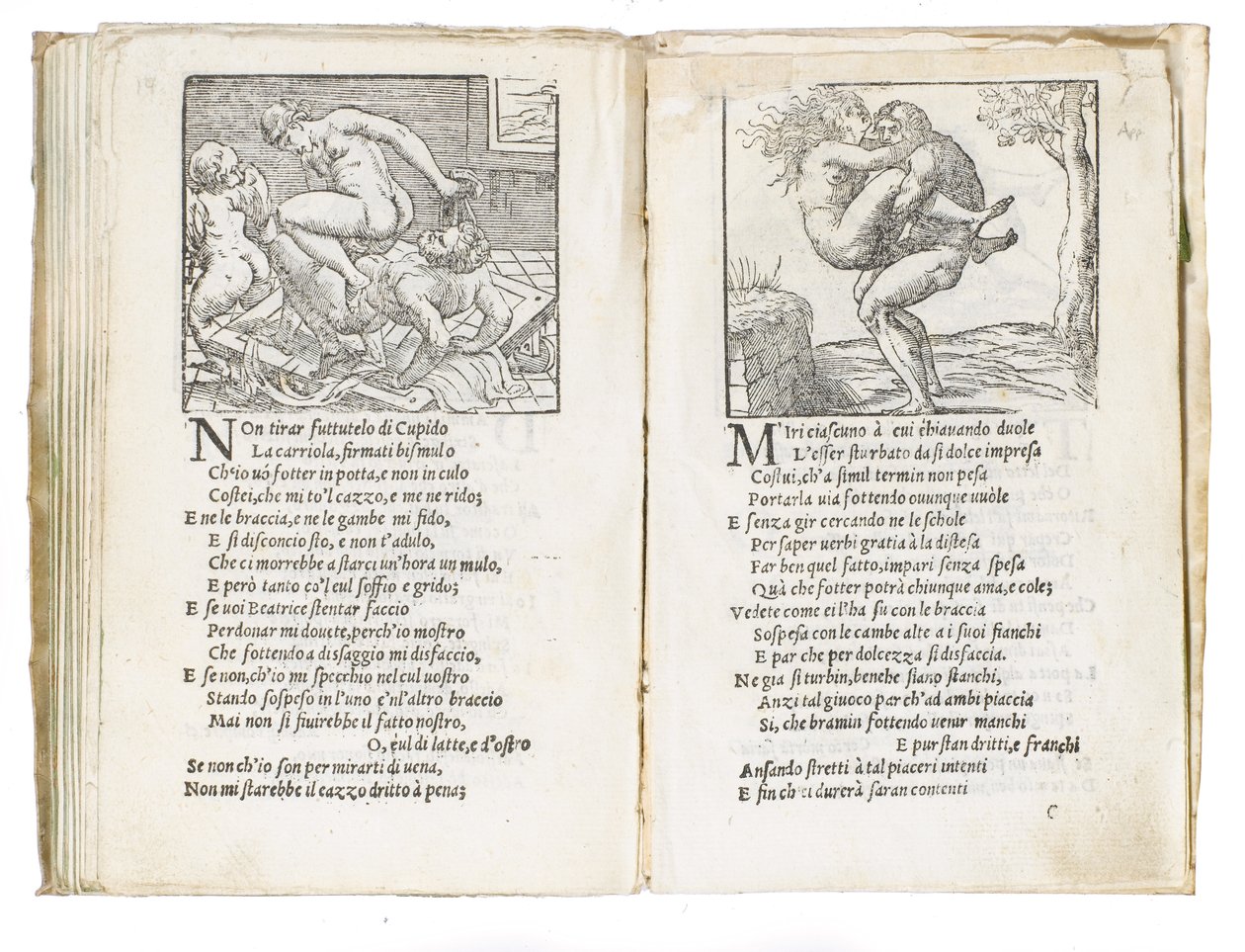 Oldal a Pietro Aretino "Sonetti Lussuriosi"-ból, Giulio Romano illusztrálta és Marcantonio Raimondi metszet, Velence, 1527 körül alkotó: Italian School