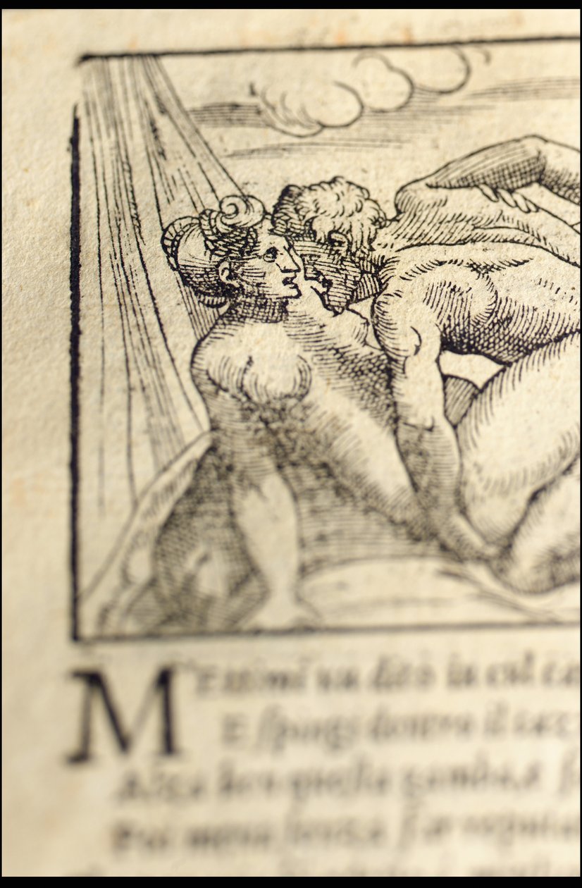Oldal a Pietro Aretino "Sonetti Lussuriosi"-ból, Giulio Romano illusztrálta és Marcantonio Raimondi metszet, Velence, 1527 körül (nyomtatás és fametszet) alkotó: Italian School