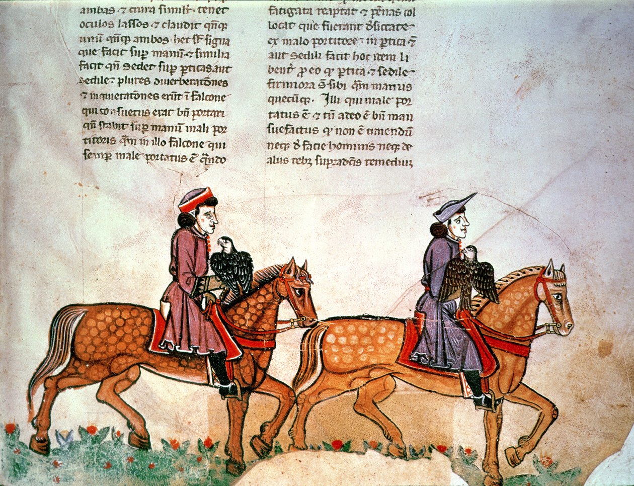 Pal Lat 1071 II. Frigyes: Két lovas sólymokkal, a De Arte Hunting with the Birds c. alkotó: Italian School
