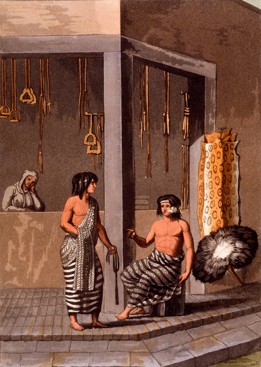 Pampas indiánok az Indiano nevű boltban, Calle de-los-Torres, Buenos Aires, 1820-30-as évek alkotó: Italian School