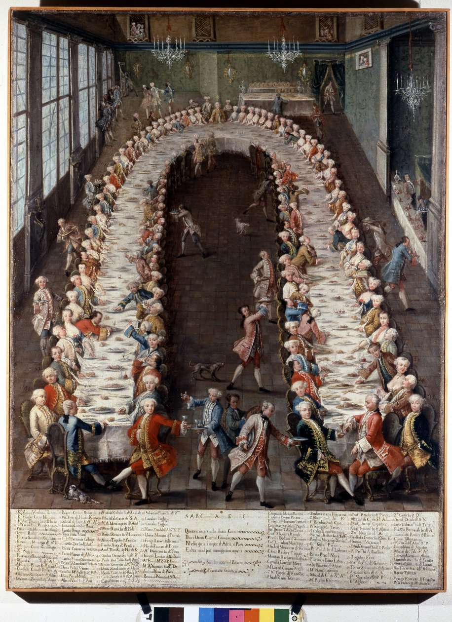 A Nani család által szervezett bankett előadása. 18. századi festészet. alkotó: Italian School