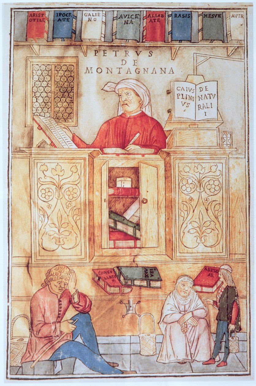 Petrus de Montagnana, Jean de Ketham „Fasciculus Medicinae” című művéből, Velencében 1495-ben megjelent illusztrációja (színes fametszet) alkotó: Italian School