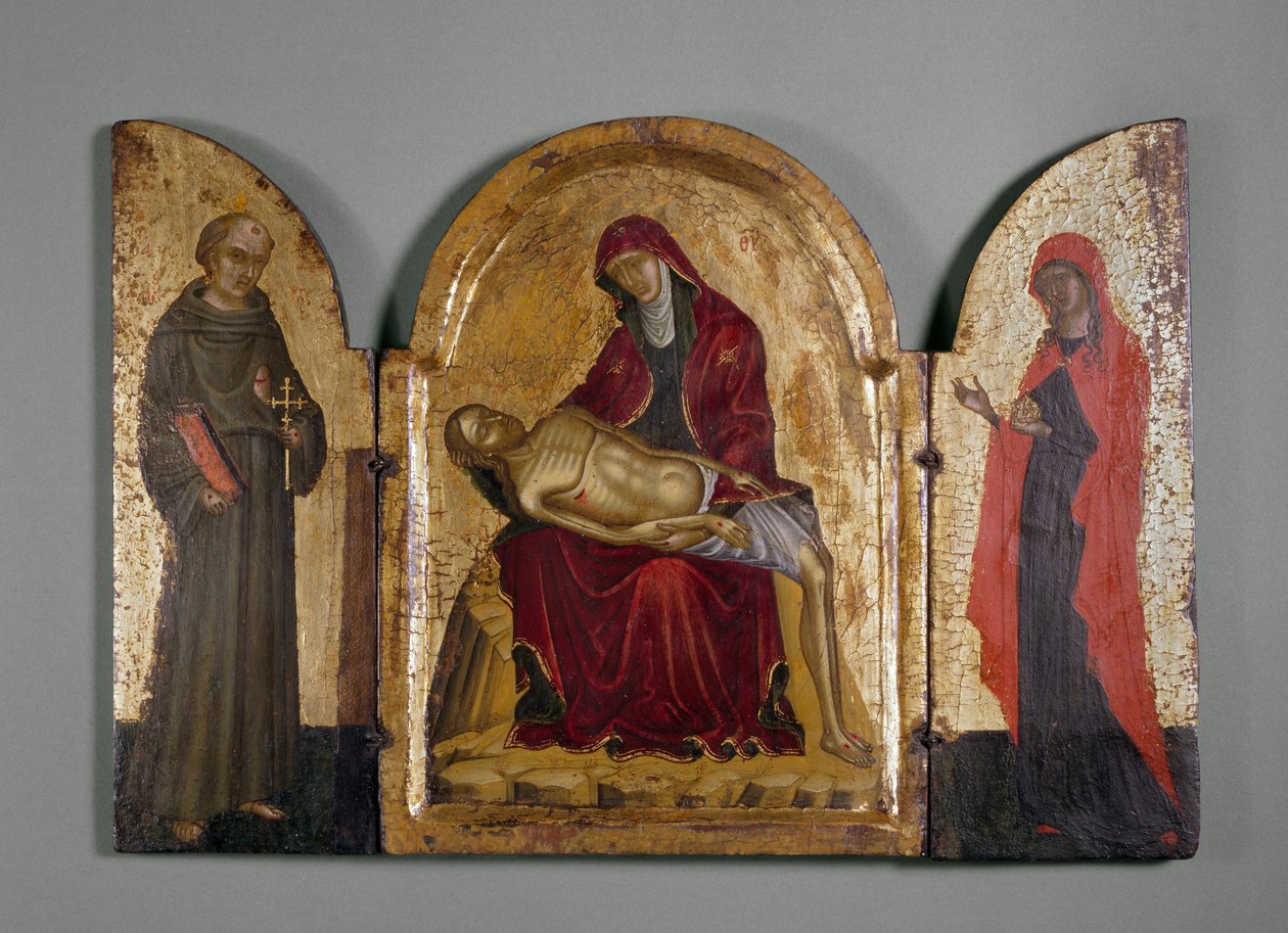 Pieta Szent Ferenccel és Mária Magdolnával, 14. század (panel) alkotó: Italian School