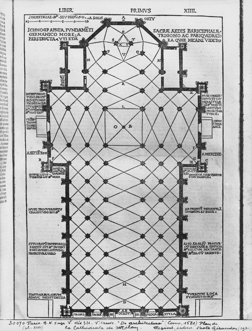 Milánói dóm terve, Vitruvius De Architectura illusztrációja, Como, 1521 alkotó: Italian School