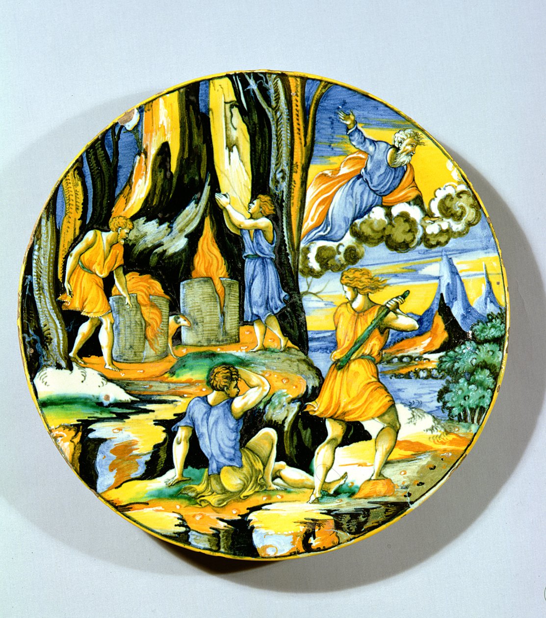 Tábla, amely Káint ábrázolja, aki megölte Ábelt, Rimini, 16. század közepe (maiolica) alkotó: Italian School
