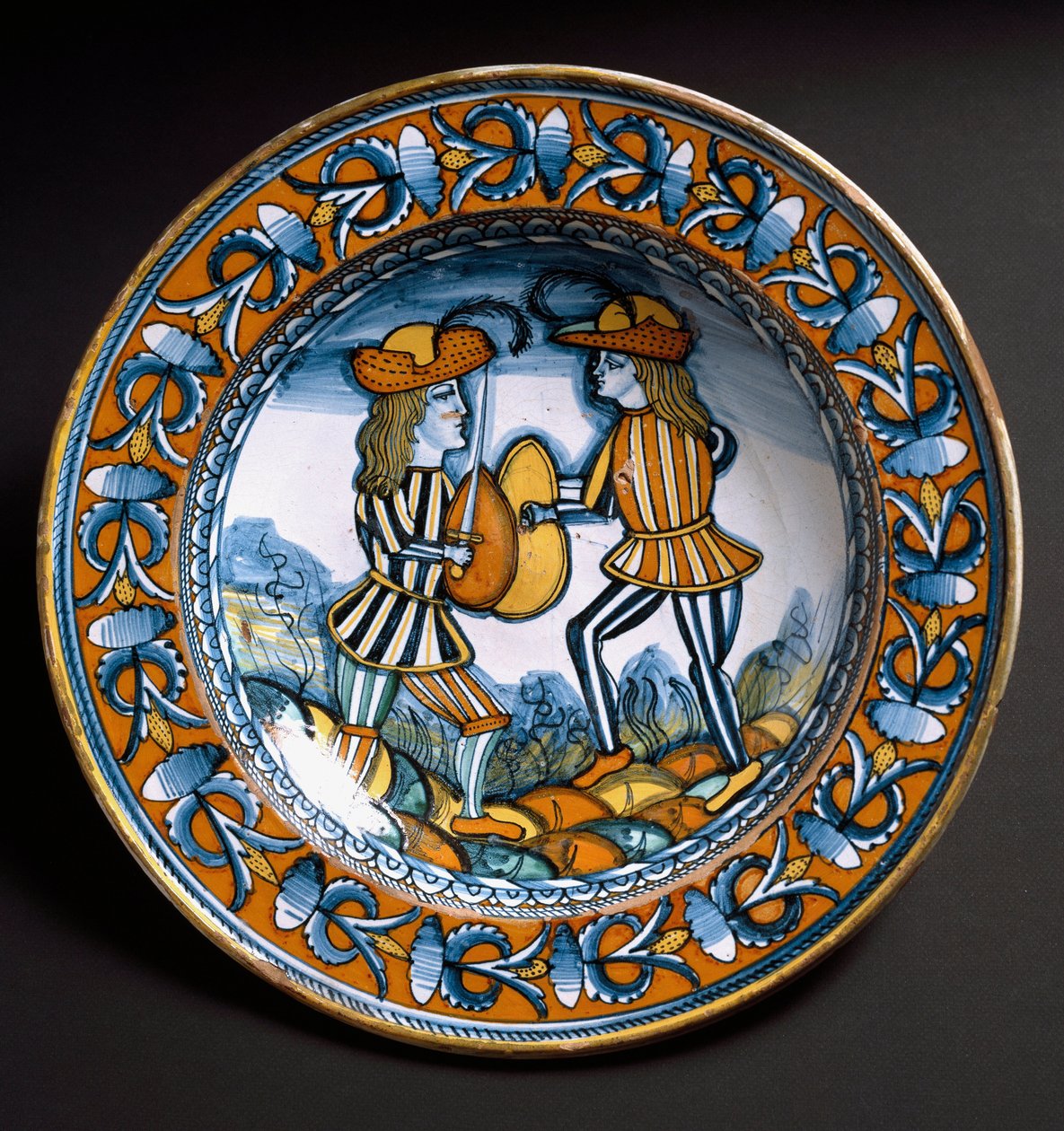 Két katonát ábrázoló tábla harcban, 1520 körül alkotó: Italian School