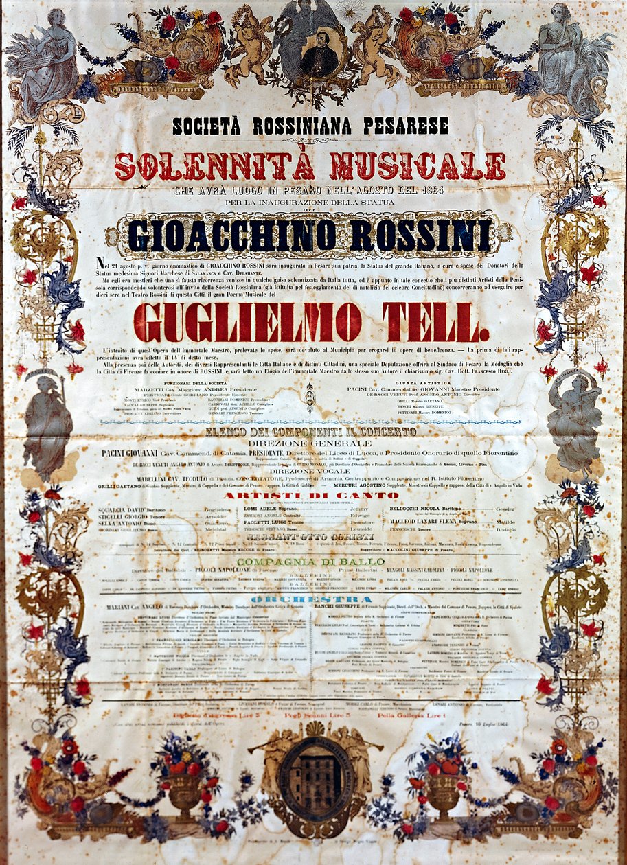 Guillaume Tell, Gioachino Rossini 1864 körüli operájának színdarabja (színes litó) alkotó: Italian School