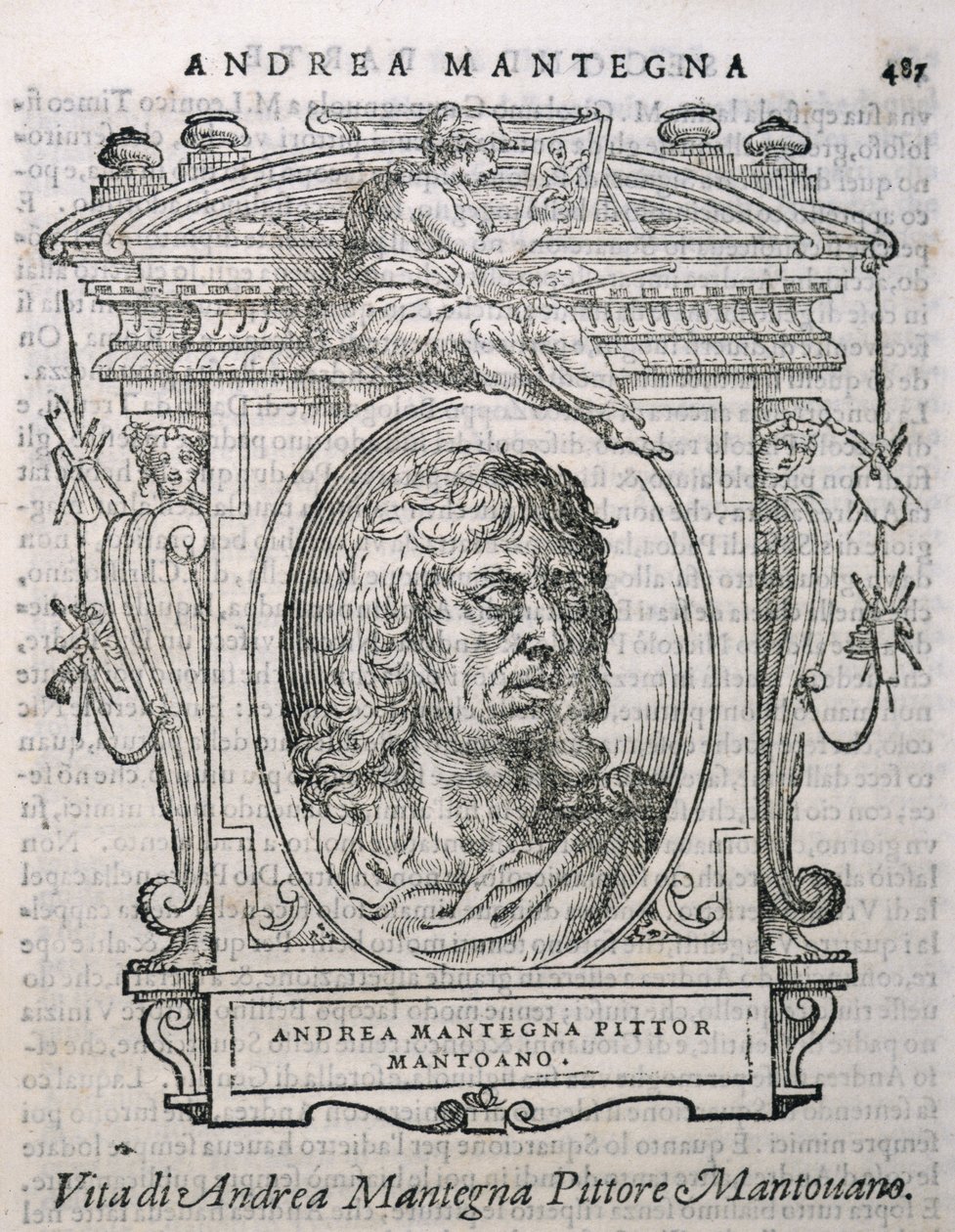 Andrea Mantegna (kb.1430-1506) portréja a Vasaris Lifes of the Artists-ből, először 1550 alkotó: Italian School