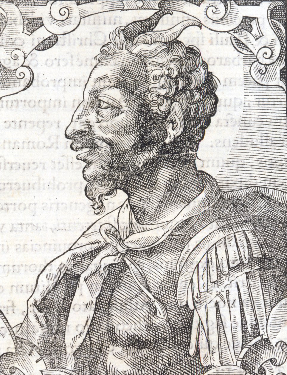 Attila portréja Bernardino Corio „Elogia Virorum Illustris” című művéből, Milánó 16. század. alkotó: Italian School