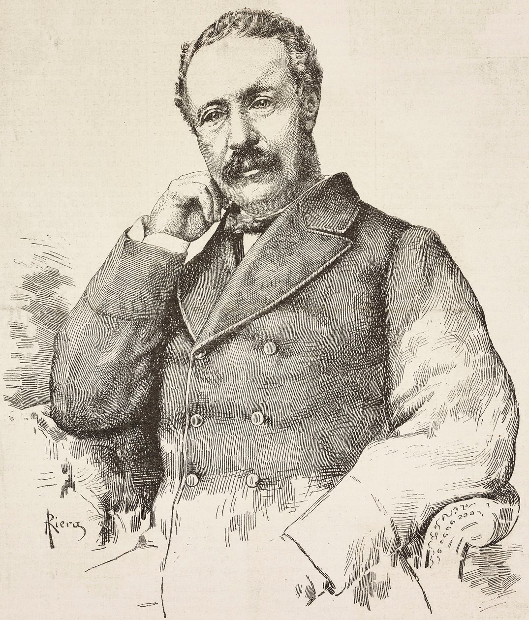 Charles George Gordon, Gordon Pasha (1833-1885) brit tábornok portréja, metszet A Riera rajzából, L
