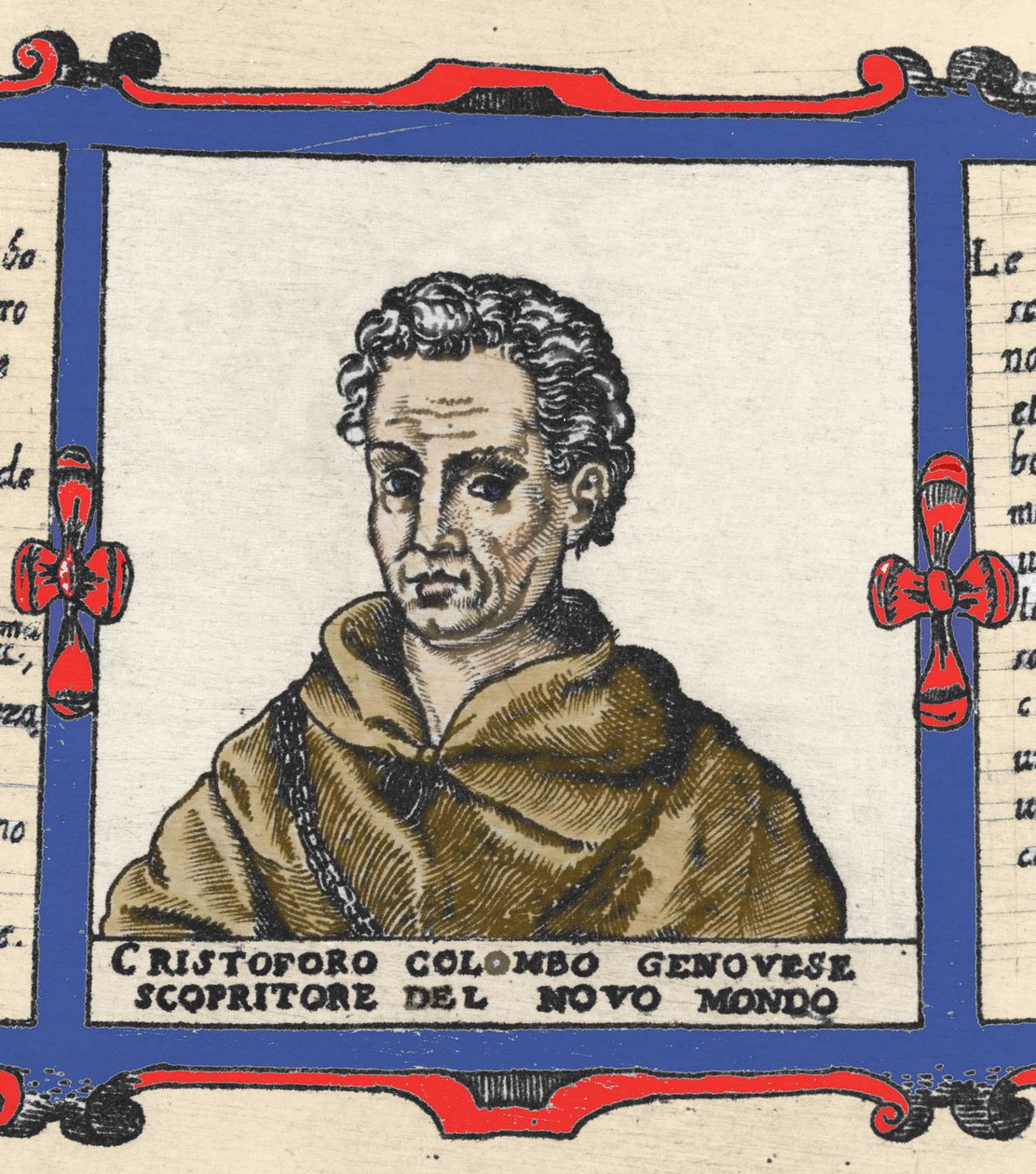 Kolumbusz Kristóf (1451-1506) portréja, az Urbano Monte atlasz részlete alkotó: Italian School
