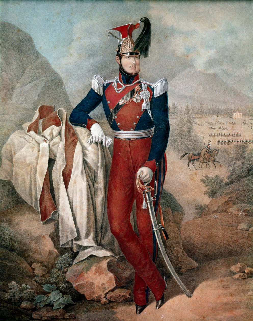 II. Ferdinánd (1810-1859), a két Szicília királya névtelen akvarell portréja. 19. századi San Martino Nápolyi Nemzeti Múzeum alkotó: Italian School