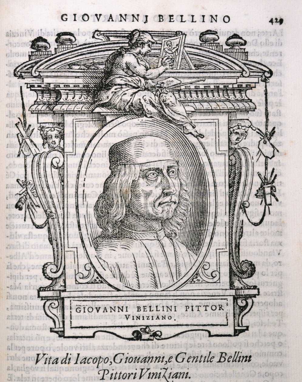 Giovanni Bellini (kb.1431-1516) portréja a Vasaris Lifes of the Artists-ből, először 1550 alkotó: Italian School