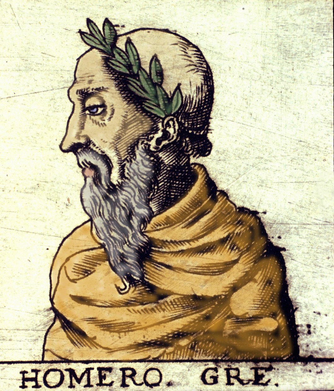 Homérosz portréja (Kr. e. 9. század). 1560-as metszet Urbano Monte atlaszából alkotó: Italian School