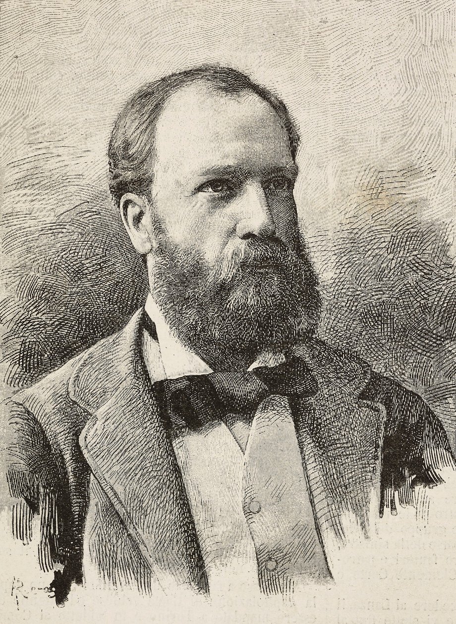 Karl Hillebrand (1829-1884) német történész portréja, Riera metszete Schemboche fényképéből, L