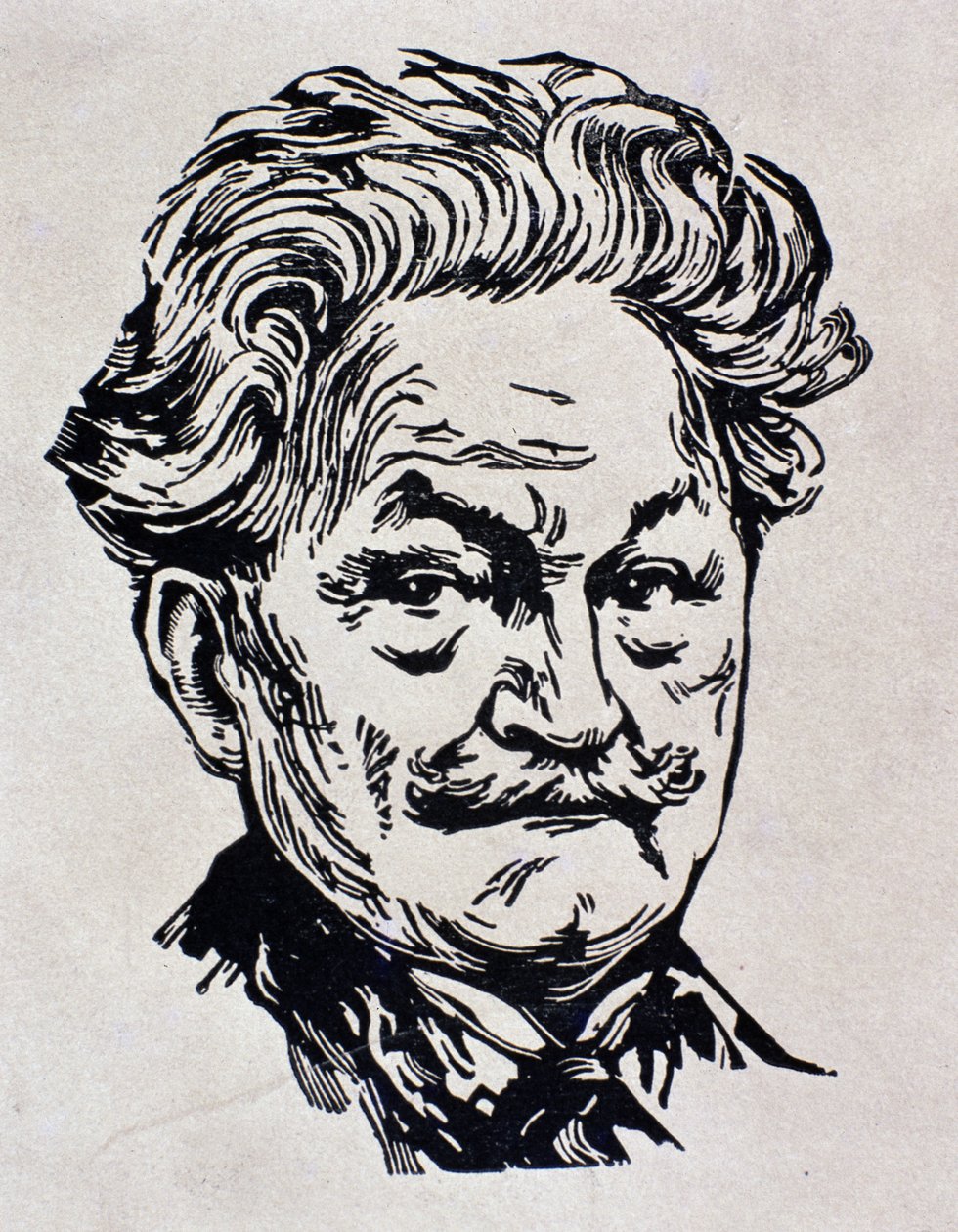 Leos Janacek portréja, illusztrációja „Lettere e reminescenze” (litho) című önéletrajzából alkotó: Italian School