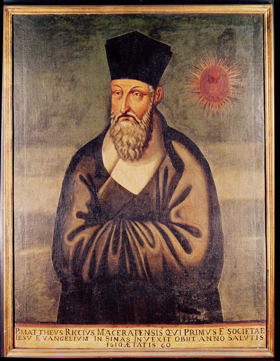 Matteo Ricci (1552-1610) olasz misszionárius, a kínai jezsuita misszió alapítója portréja (panel) alkotó: Italian School