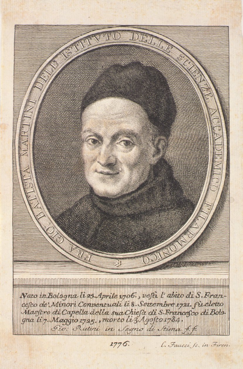 Giovanni Battista Martini atya (1706-84) portréja, Faucci metszete, 1776 alkotó: Italian School