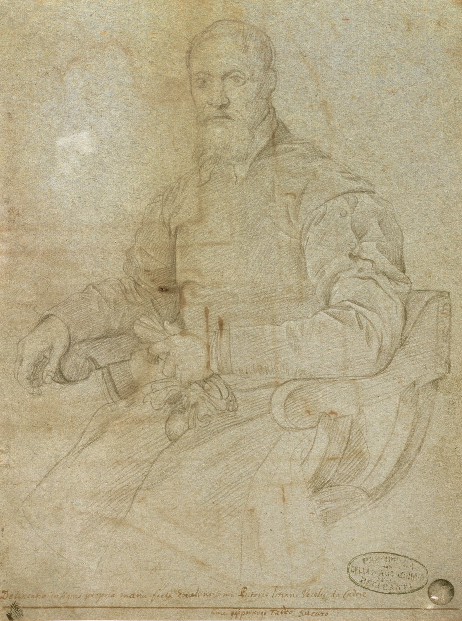 Tizianus portréja (Tiziano Vecellio) (kb. 1485-1576) Római iskola (szén papíron) alkotó: Italian School