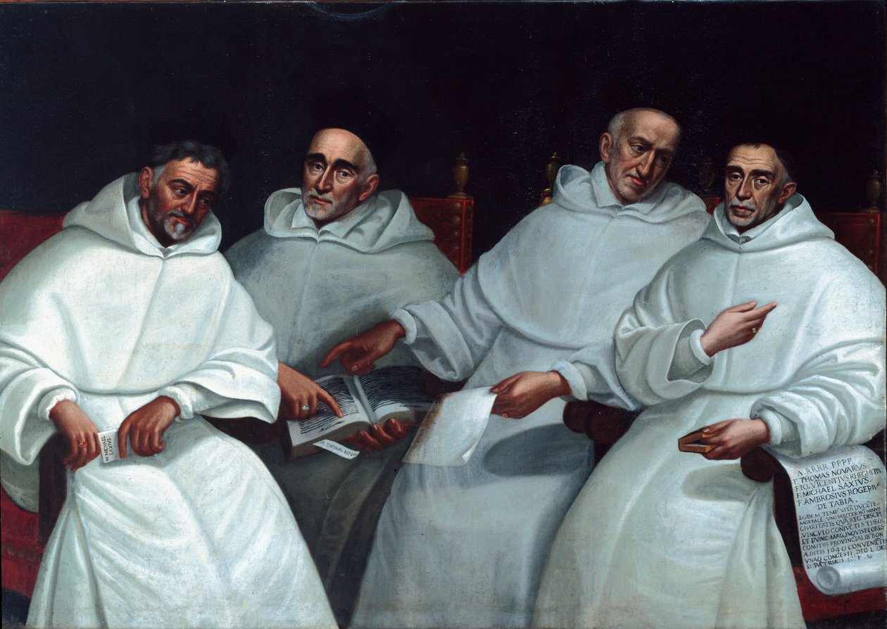 Michele Sasso, Tommaso Novaro, Vincenzo Regitudine, Ambrogio Roggeri inkvizítorok portréja A bolognai iskola festménye. 17. század. Taggia, San Domenicói kolostor alkotó: Italian School