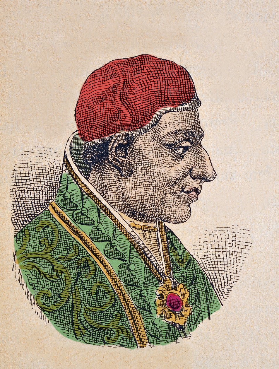 Adrien Ier pápa portréja (I. Adrianus vagy Hadrianus vagy Adriano vagy Hadrianus) (772-795) alkotó: Italian School