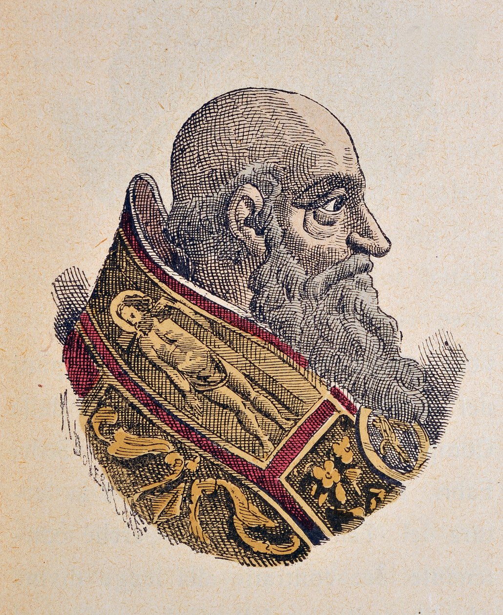 III. Pál pápa (Paolo, Paulus vagy Alessandro Farnese) portréja (1534-1549), 1898 (metszet későbbi színezéssel) alkotó: Italian School