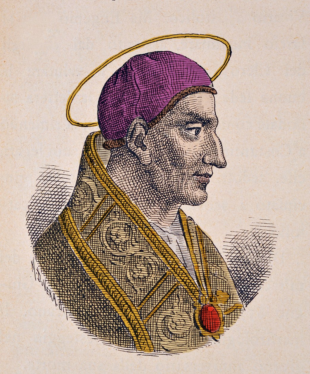 Vitalien pápa portréja (Vitalianus vagy Vitaliano) (657-672) alkotó: Italian School