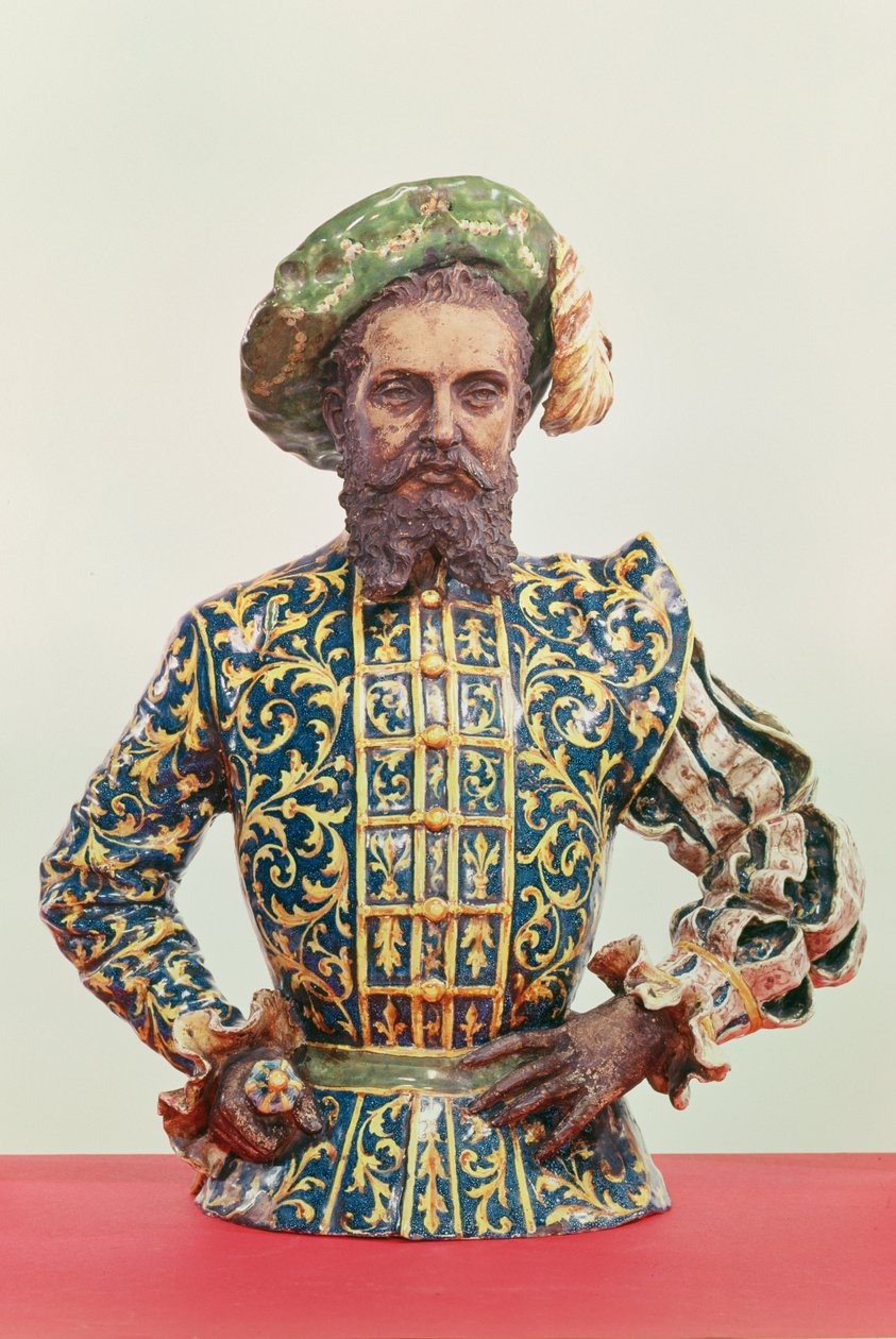 Esetleg Giovanni Da Verrazzano (1485-1528) portréja (mázas és mázatlan kerámia) alkotó: Italian School