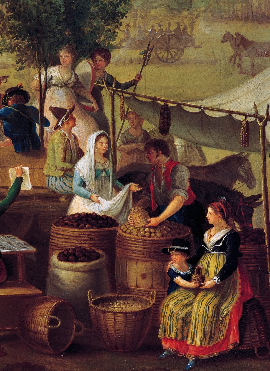 Burgonya- és gesztenyeárus, ismeretlen művész festménye, Olaszország alkotó: Italian School
