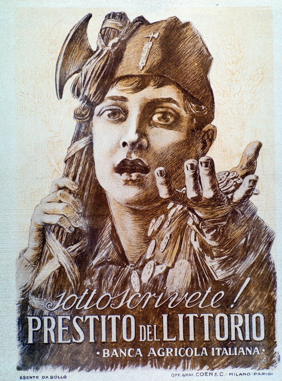 Propaganda fasiszta plakát a Littorio hitelhez alkotó: Italian School